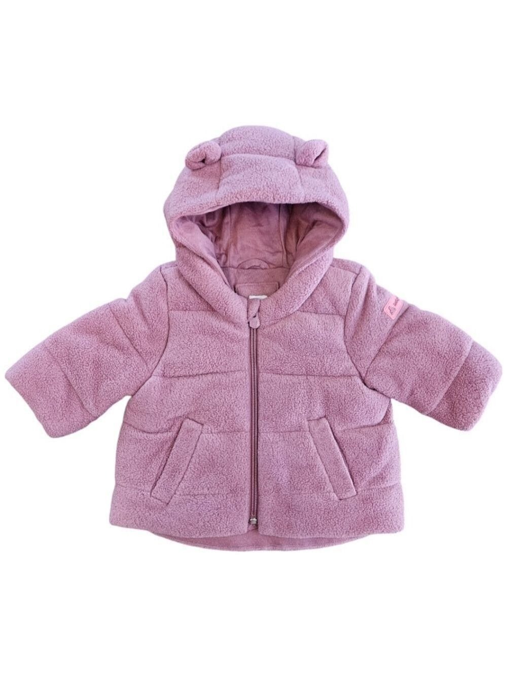GAP Pink Sherpa Puffer Jacket 0-6 Months Hooded Winter Coat